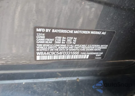 2015 BMW 428 Gran Coupe xDrive из США, поврежденный, VIN WBA4C9C54FD331666